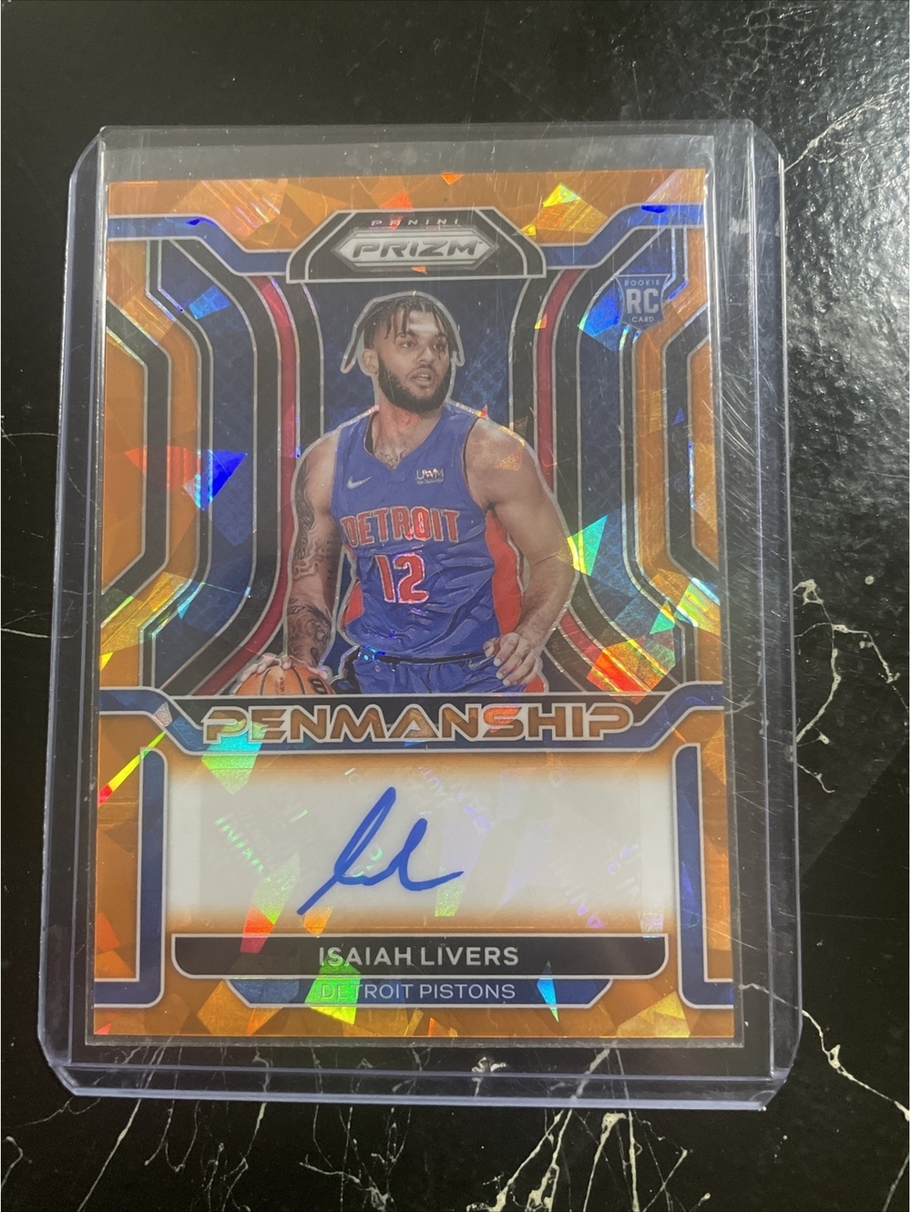 Isaiah Livers 2021-22 Prizm Rookie Penmanship Auto Orange Ice #RP-ILV